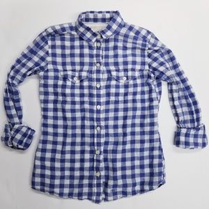 Banana Republic Blue Plaid Button down shirt XS